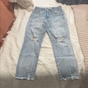 BKE Light Blue Distressed high rise Mom Jeans Style Ellie